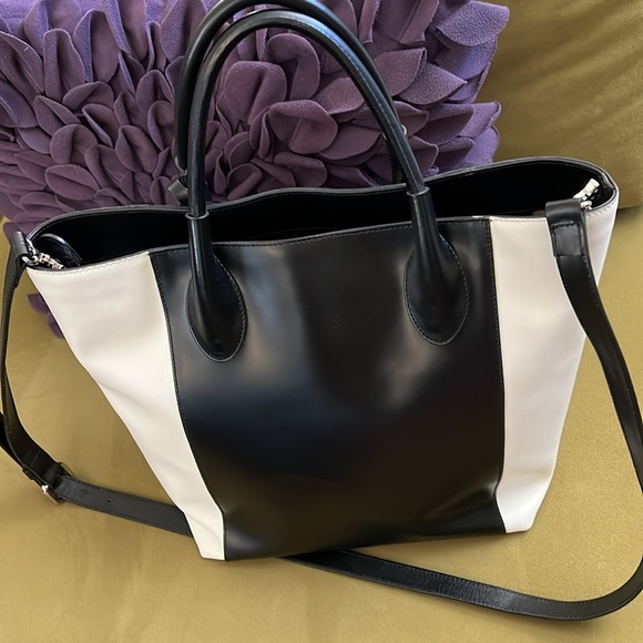 COCCINELLE Top Handle Italian Design Leather 2 Tone Hand Bag/Shoulder/Crossbody - Picture 10 of 12